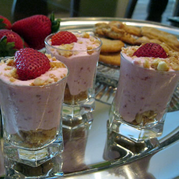 Strawberry Mousse with Sugar Cookie Crumbles - A delectable dessert recipe from Carolina Cookie Company. Indulge in the creamy strawberry mousse topped with delightful sugar cookie crumbles. Try the recipe now
