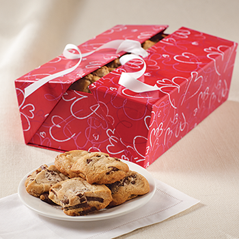 Show just how much you care with our red heart hinged Valentine's Day cookie gift box featuring 2.5 dozen fresh and individually-wrapped gourmet cookies!