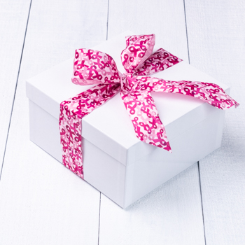 Large white cookie box with pink ribbon by Carolina Cookie. Perfect as an online gift delivered for any occasion.