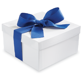 Dark Blue Ribbon Cookie Gift Box - A stunning online gift from Carolina Cookie Company. Adorned with a dark blue ribbon, this box is filled with an assortment of our finest gourmet cookies. Perfect for any occasion.