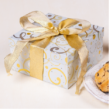 New year, Christmas or thank you gift for any occasion. Carolina Cookie - cookie festive white box with gold filled with cookies