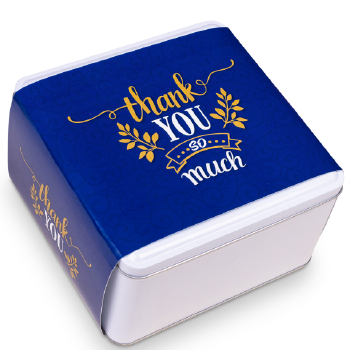 Cookie tin gift with a Blue Thank You Message - Explore a mouthwatering array of cookies from Carolina Cookie Company. Order online to treat yourself or someone special.