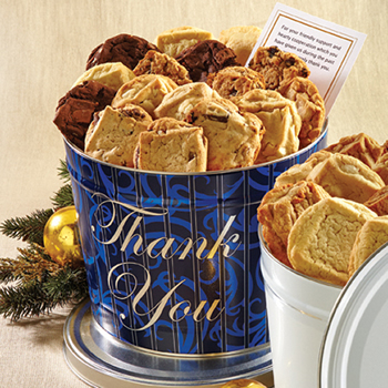 Thank You Cookie Bucket - A delightful assortment of 60 gourmet cookies from Carolina Cookie Company. Express your gratitude with our scrumptious cookies, perfect for gifting and spreading joy. Order now and show your appreciation in the sweetest way possible