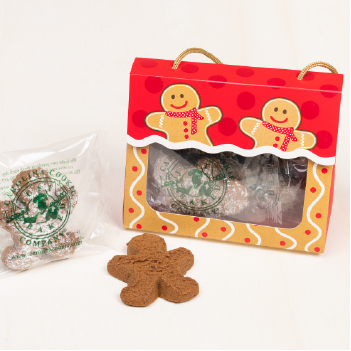 These adorable Christmas cookie gift totes come packed with 6 of the most delicious gingerbread man cookies you will ever taste.