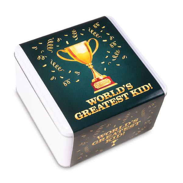 World's greatest kid cookie tin- perfect gift for your kid. Delicious and rewarding. Order now online and Carolina Cookie will deliver