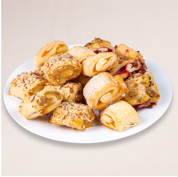 Delicious assortment of freshly baked gourmet cookies- flaky, rich, buttery pastry is made with apricot, almond, or raspberry filling - treat yourself to a delightful experience with Carolina Cookie Company's mouthwatering cookie plate